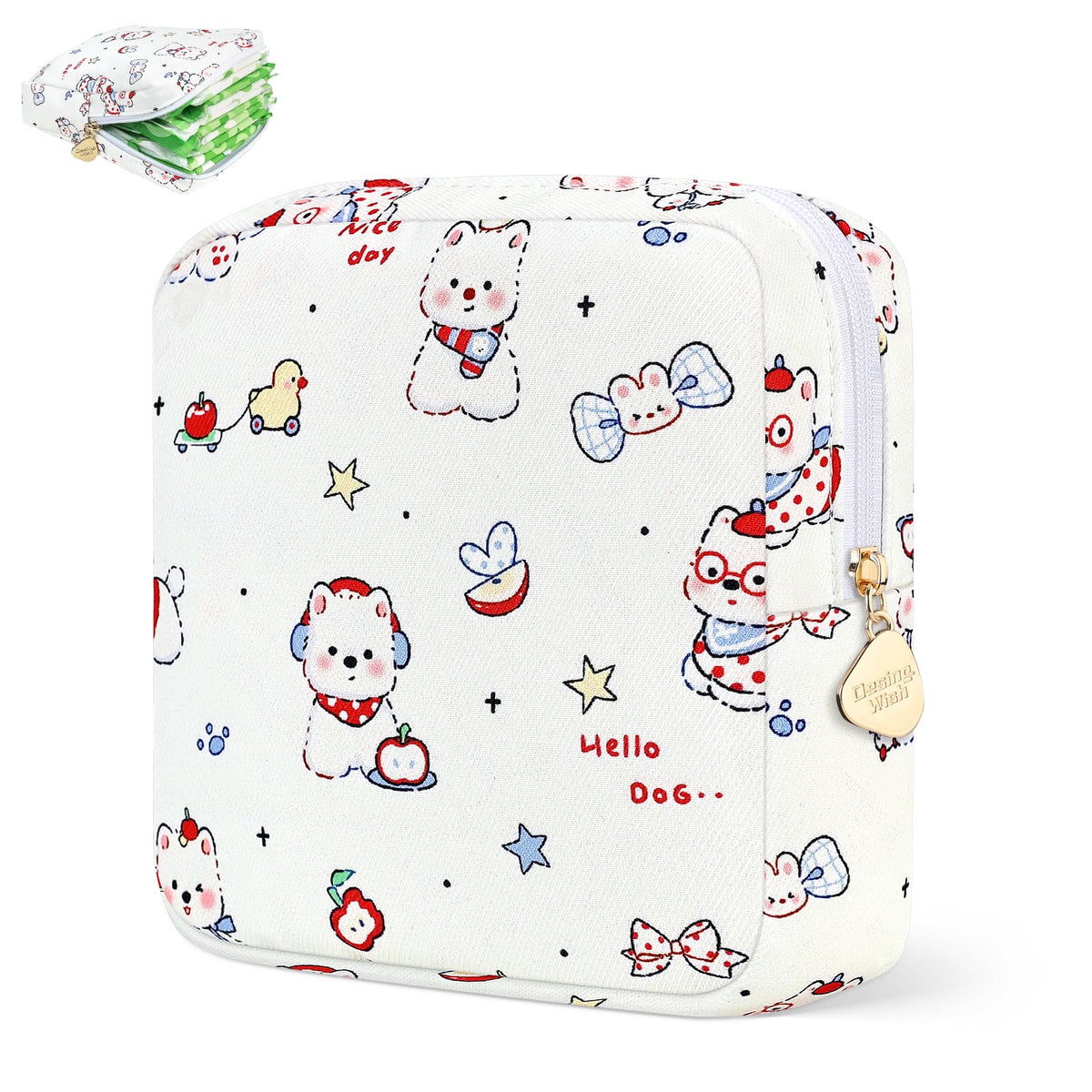 Sanitary Pad Storage Bag Portable Period Bag for Teen Pads/Sanitary Napkins/Small Tampons, Sanitary Napkin Storage Bag First Period Gifts for Teen Girls (Pink-White Checker)