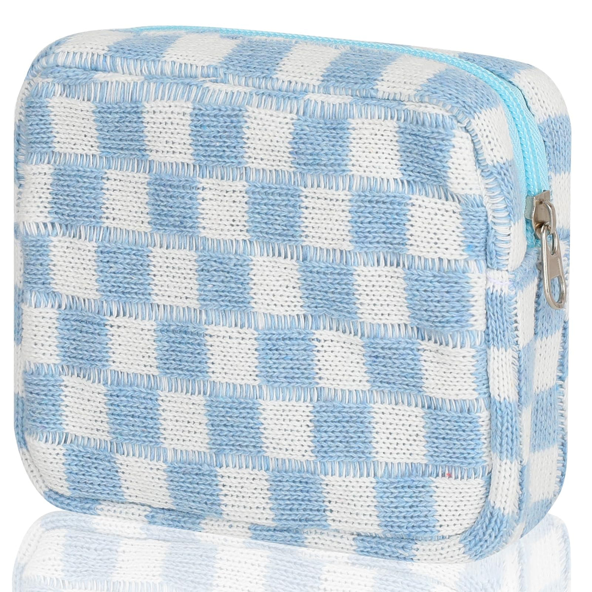 Sanitary Napkin Storage Bag, Menstrual Pad Zipper Bag Checkered Portable Period Bag Panty Liners, Tampon Storage Pouch for Women Ladies Daily Use Storage Purse Travel