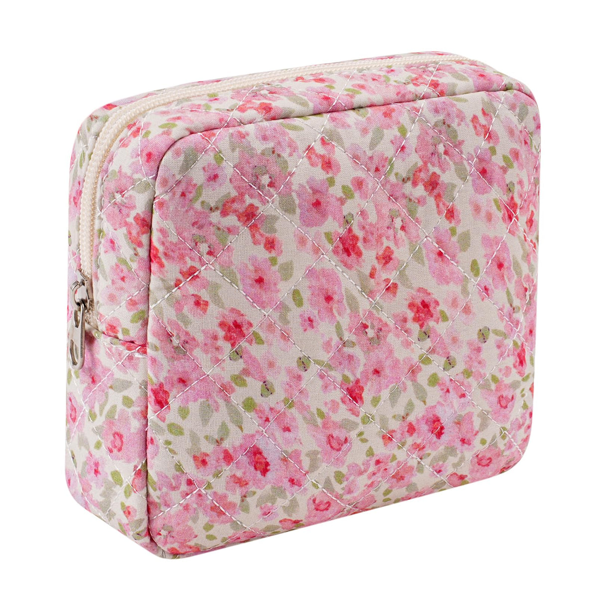 uekeboag Small Quilted Cotton Makeup Bag for Purse（01White Bear）