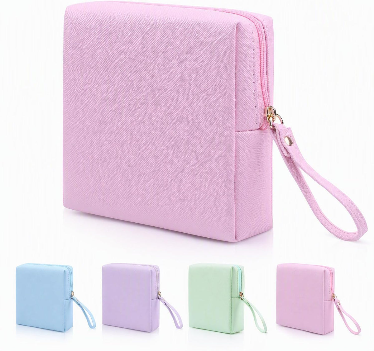 Sanitary Napkin Period bag for Women, Sanitary Napkin Storage Bag, PU Leather Sanitary Pad Bags Pounch, Portable Tampons Zipper Organizer Bag with Handle for Ladies
