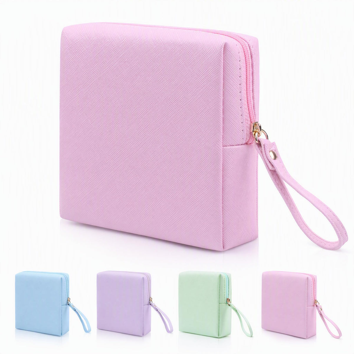 Sanitary Napkin Period bag for Women, Sanitary Napkin Storage Bag, PU Leather Sanitary Pad Bags Pounch, Portable Tampons Zipper Organizer Bag with Handle for Ladies