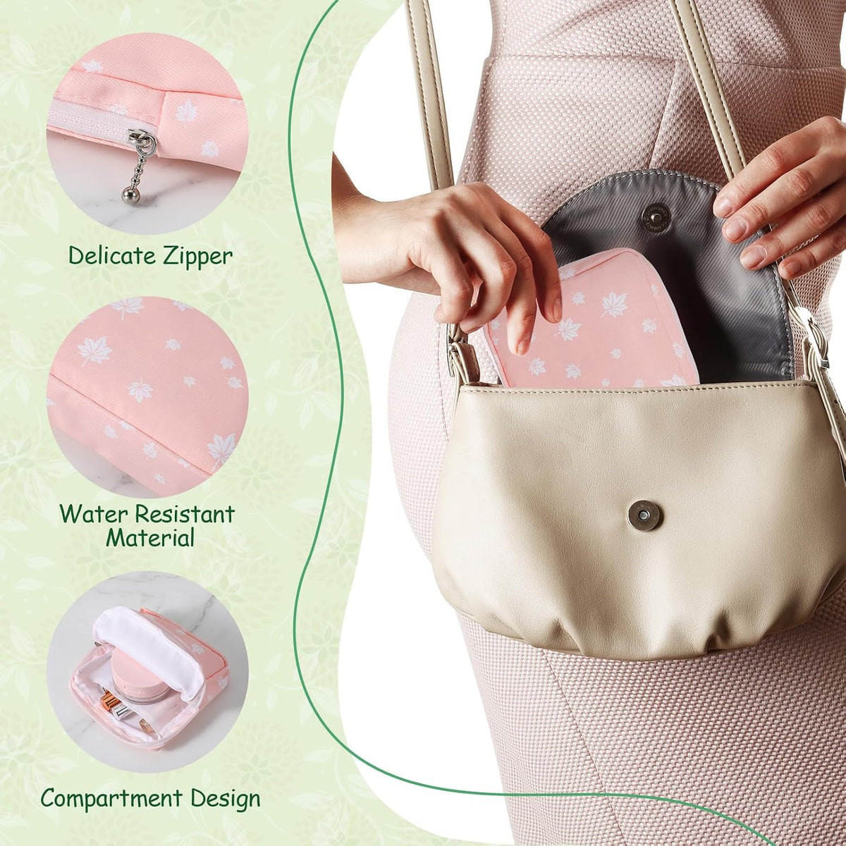 ElevateTech Sanitary Napkin Storage Bags, 4 Pcs Pad Bag for Period Tampon Bags Portable Menstrual Pad Pouch Feminine Pouch First Period Bag Gifts for Women
