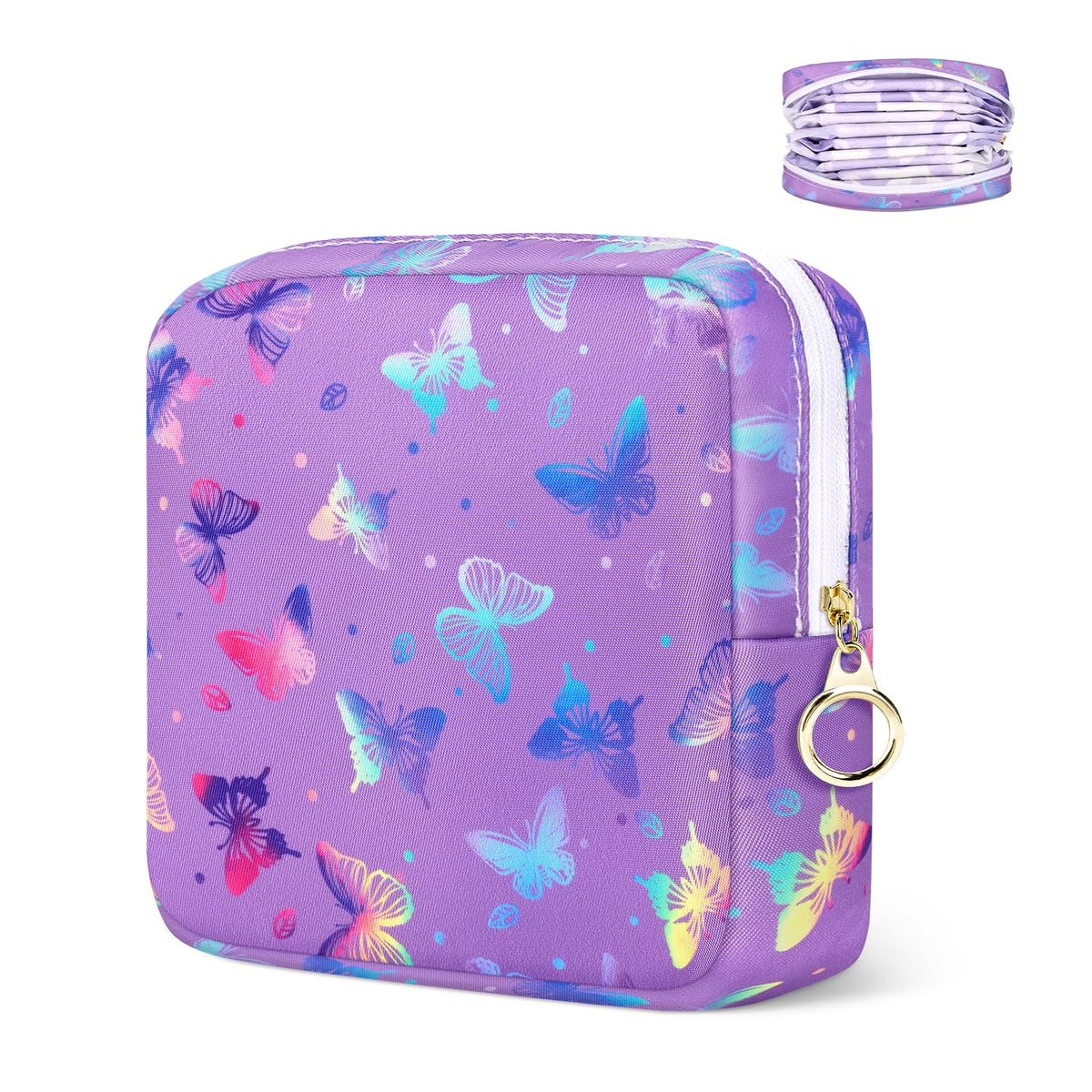 Likesing Period Bag Pouch, Leather Tampon Holder for Purse-Butterfly Pink