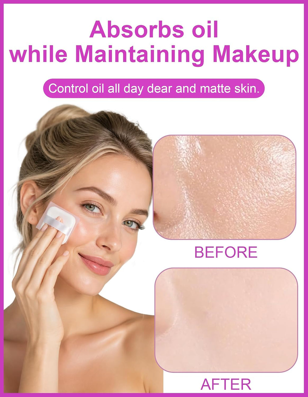600PCS Oil Blotting Sheets for Face - Absorbs Excess Face Oil, Saves Makeup