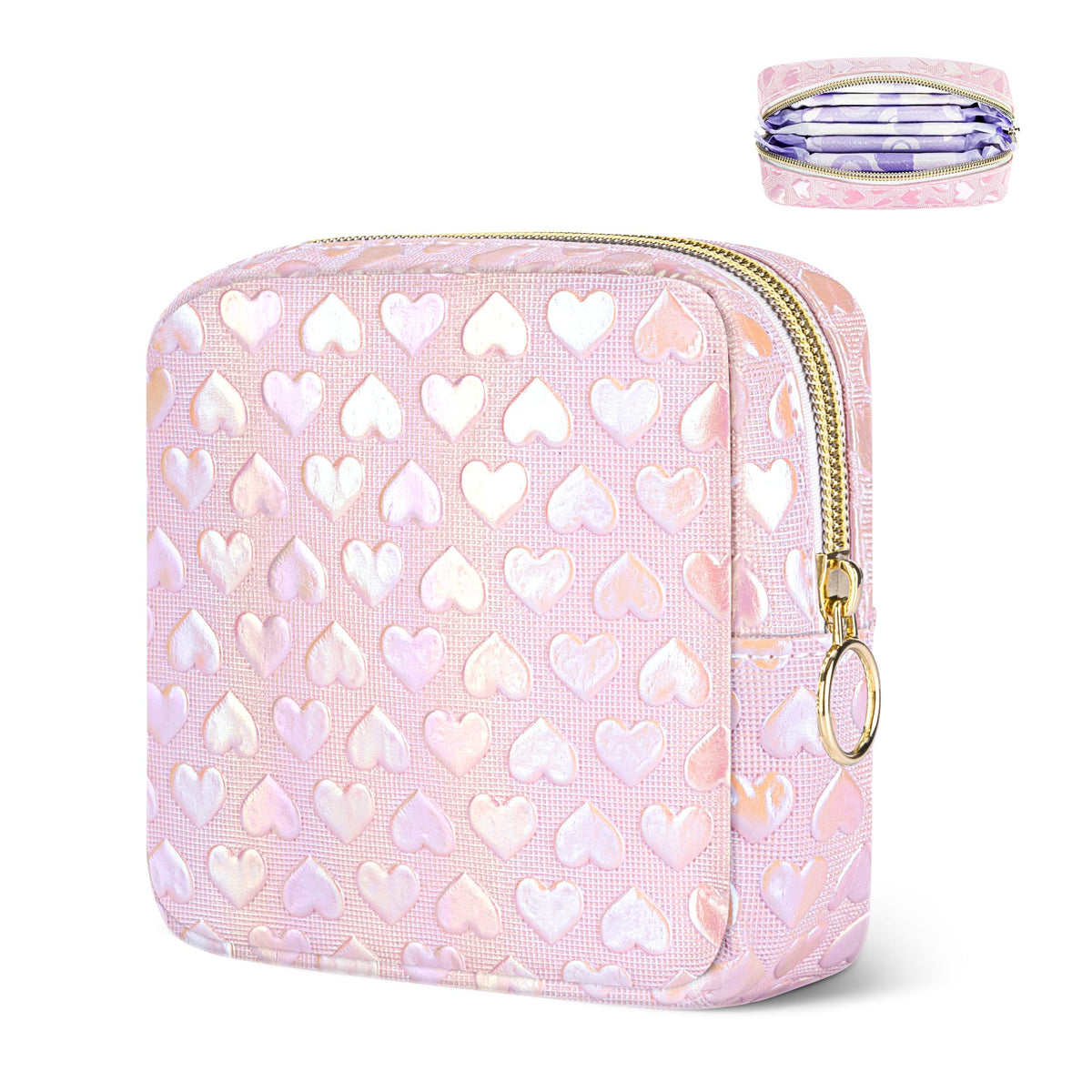 Likesing Period Bag Pouch, Leather Tampon Holder for Purse-Butterfly Pink