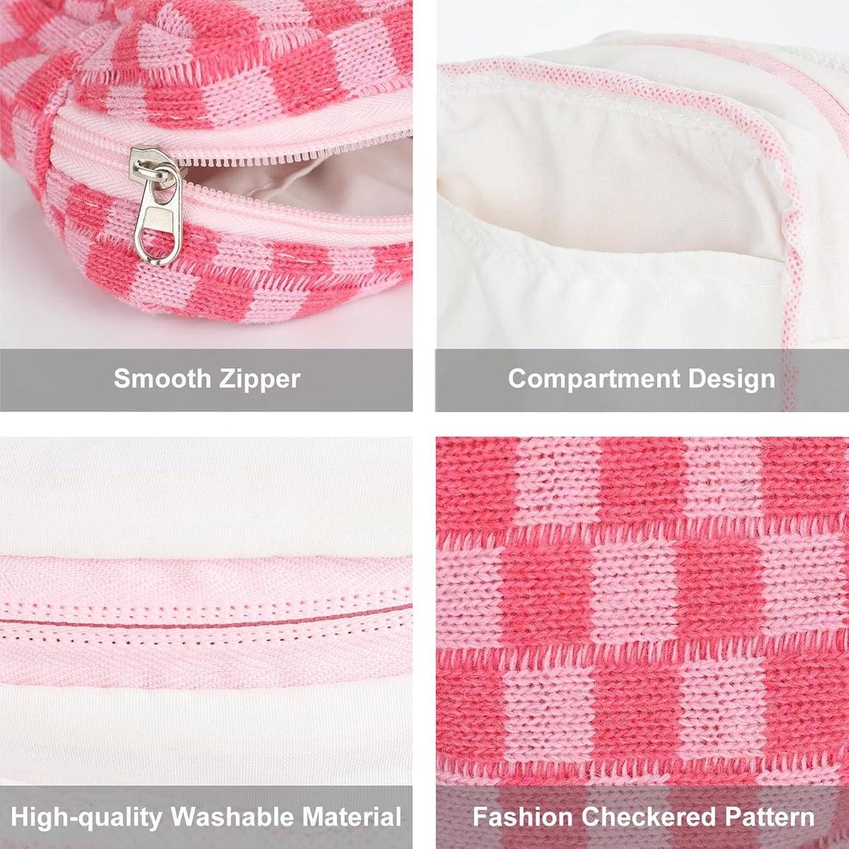 Sanitary Napkin Storage Bag, Menstrual Pad Zipper Bag Checkered Portable Period Bag Panty Liners, Tampon Storage Pouch for Women Ladies Daily Use Storage Purse Travel