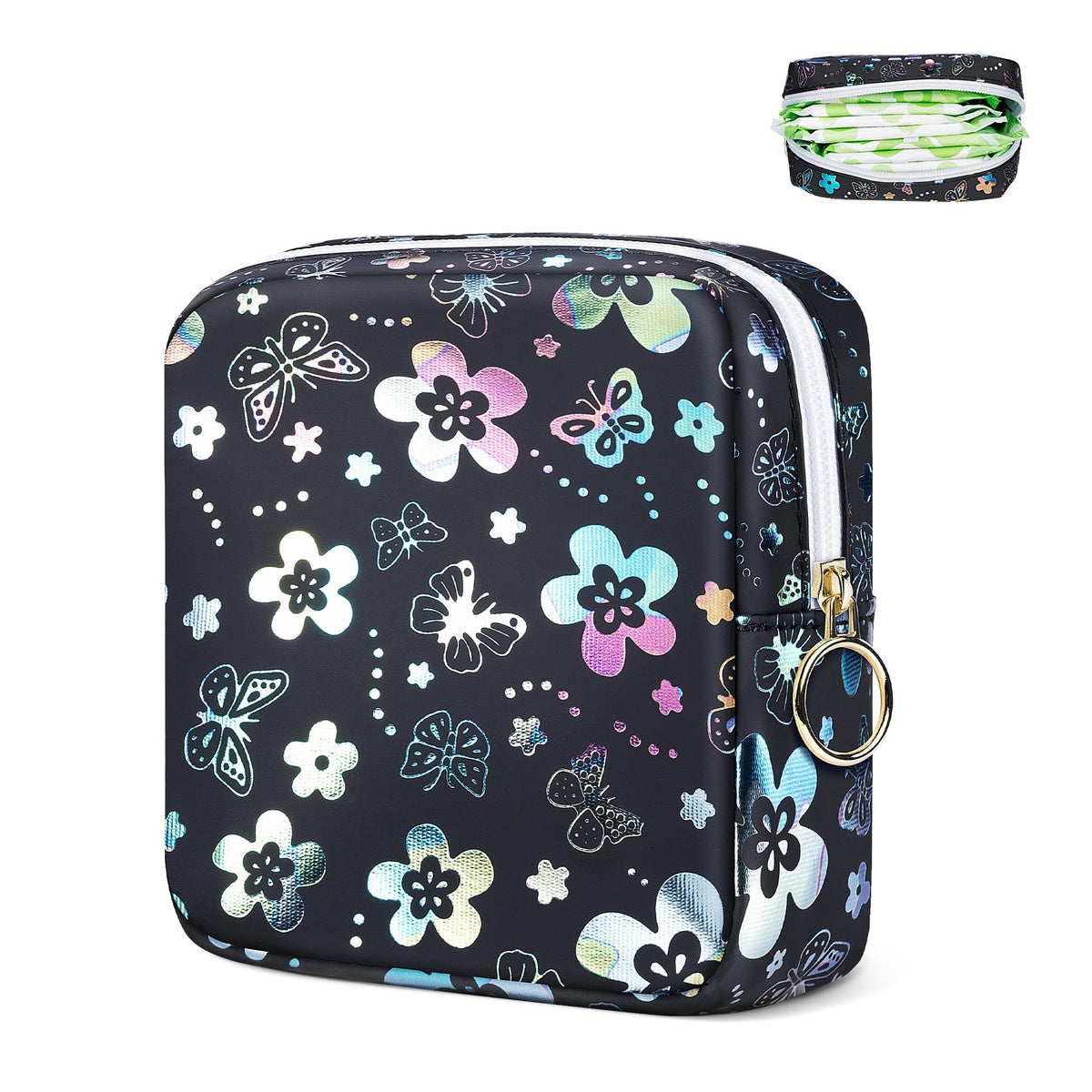 Likesing Period Bag Pouch, Leather Tampon Holder for Purse-Butterfly Pink