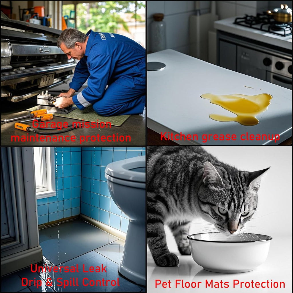 Oil Absorbent Pads, Universal Light Duty Absorbent Mats, 13"x9.8"