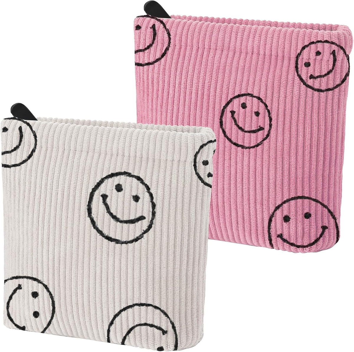 2 PCS Corduroy Period Bag for women, Cute Sanitary Napkin Storage Bag Portable Period Pouch with Zipper, Sanitary Pads Bag Tampons Holder for Purse First Period