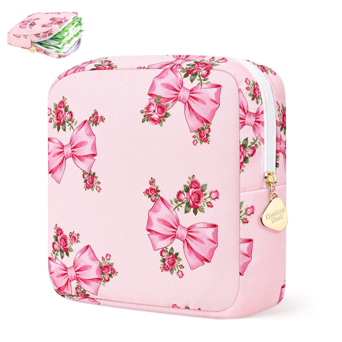Period Bag Pouch Soft Cloth Sanitary Napkin Storage Bag Portable Menstrual Pad Pouches Tampon Holder for Purse First Period Kit for Girls 9-12 (Blue-White Check)
