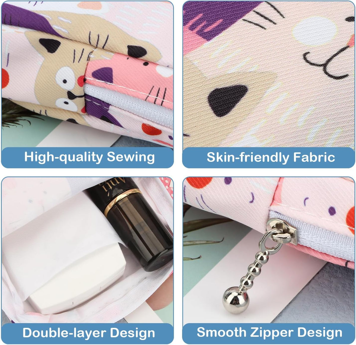 Sanitary Pad Storage Bag Portable Period Bag for Teen Pads/Sanitary Napkins/Small Tampons, Sanitary Napkin Storage Bag First Period Gifts for Teen Girls (Cat)