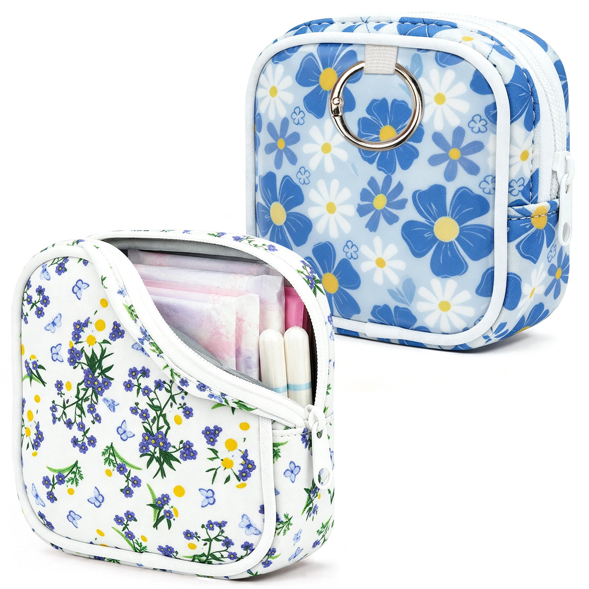 KJQJLY 2 Pack Sanitary Napkin Storage Bag Period Bag with Snap Hook