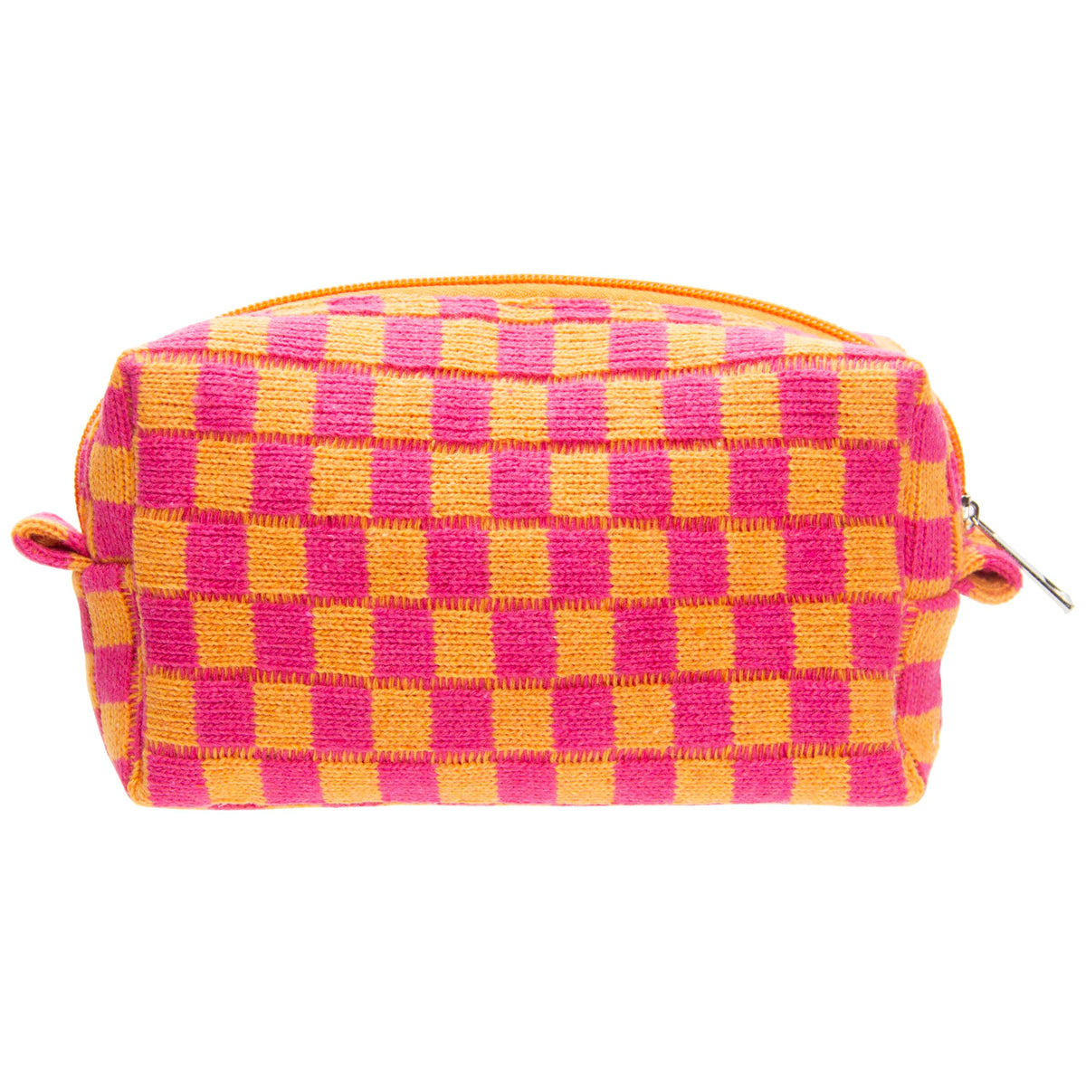 PAZIMIIK Checkered Makeup Bag for Purse Portable Zipper Make Up Pouch Small Cosmetic Case for Travel Accessories (Hotpink)
