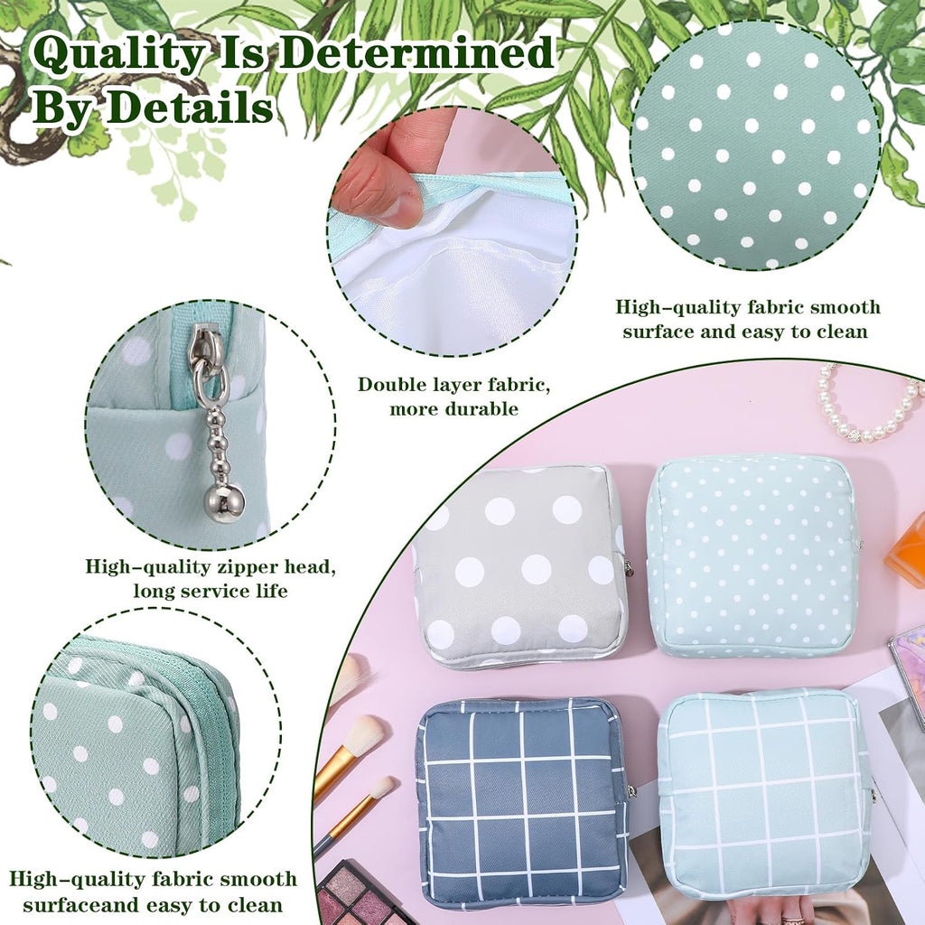Lemecima 12pcs Period Bag & Pouch, Sanitary Napkin Storage Bag Reusable Menstrual Pad Organizer Pouches for Teen Girls & Women, Multi-functional Purse Organizer for Travel, Office, School (4 Styles)