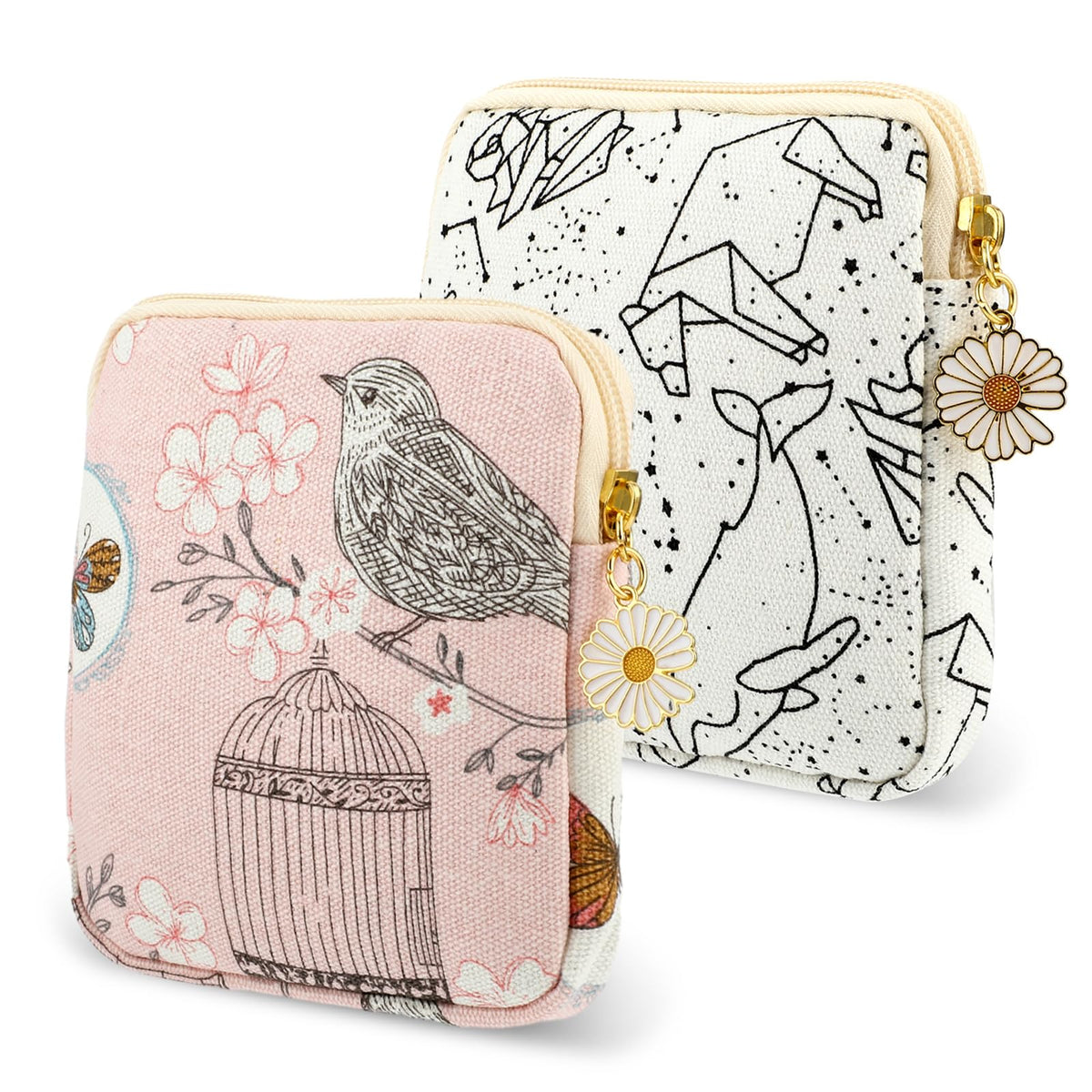 Amabro Sanitary Napkin Storage Bag, 2PCS Period Bags Cute Sanitary Pad