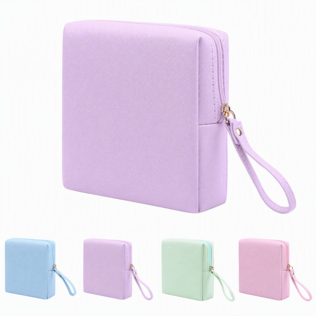 Sanitary Napkin Period bag for Women, Sanitary Napkin Storage Bag, PU Leather Sanitary Pad Bags Pounch, Portable Tampons Zipper Organizer Bag with Handle for Ladies