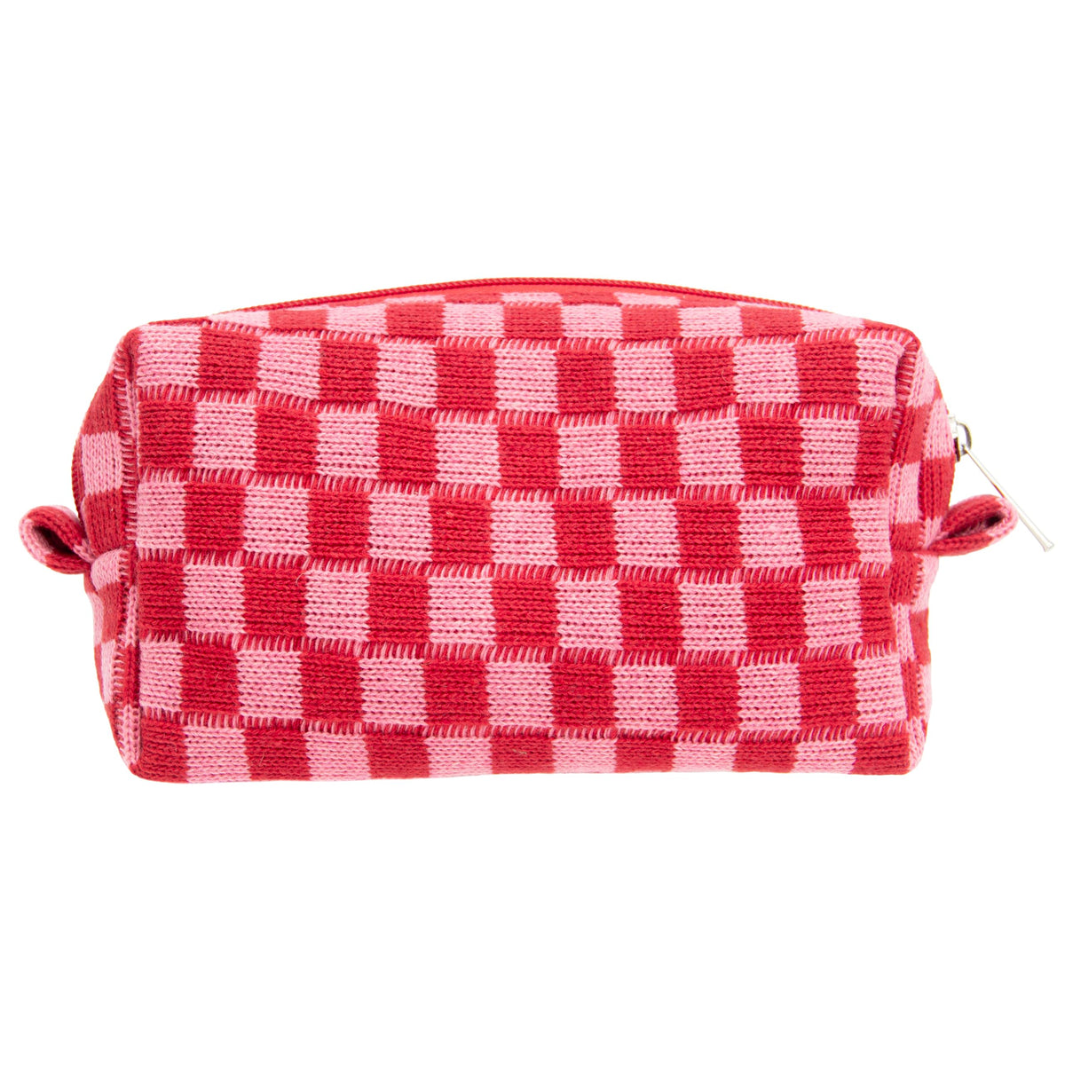 PAZIMIIK Checkered Makeup Bag for Purse Portable Zipper Make Up Pouch Small Cosmetic Case for Travel Accessories (Hotpink)