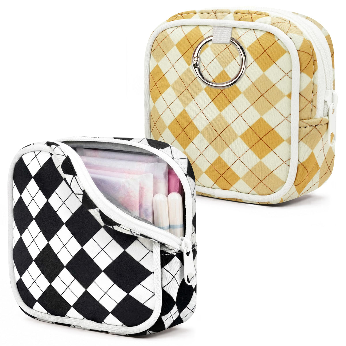 KJQJLY 2 Pack Sanitary Napkin Storage Bag Period Bag with Snap Hook