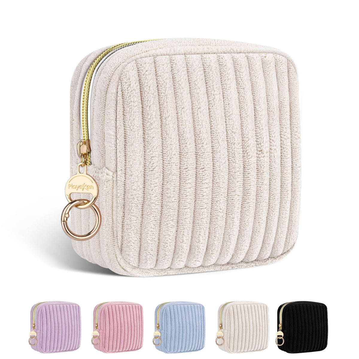 Period Bag for Teen Girls, Corduroy Sanitary Napkin Pouch, B-DPink