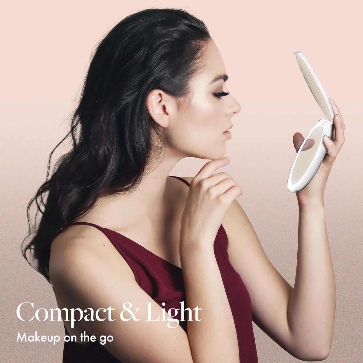 Fancii LED Lighted Travel Makeup Mirror, 1x/10x Magnification - Daylight LED, Compact, Portable, Large 5" Wide Illuminated Folding Mirror (Lumi) White