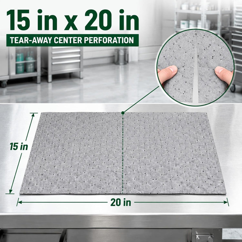 Heavy Duty 15" x 20" Oil Absorbent Pads 50 Pack, Absorbent Pads