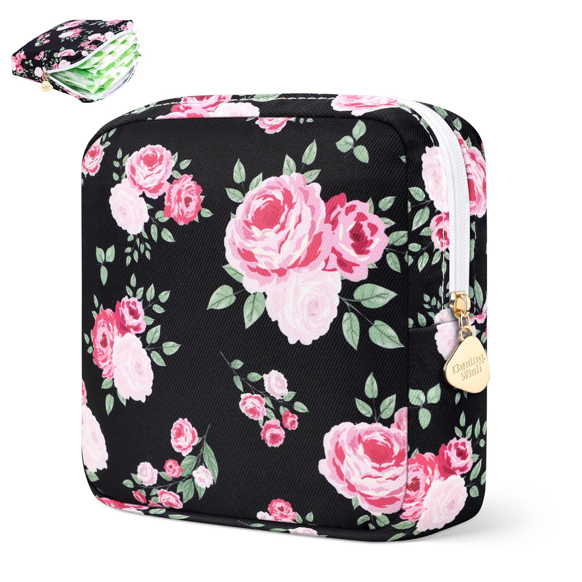 Period Bag Pouch Soft Cloth Sanitary Napkin Storage Bag Portable Menstrual Pad Pouches Tampon Holder for Purse First Period Kit for Girls 9-12 (Blue-White Check)