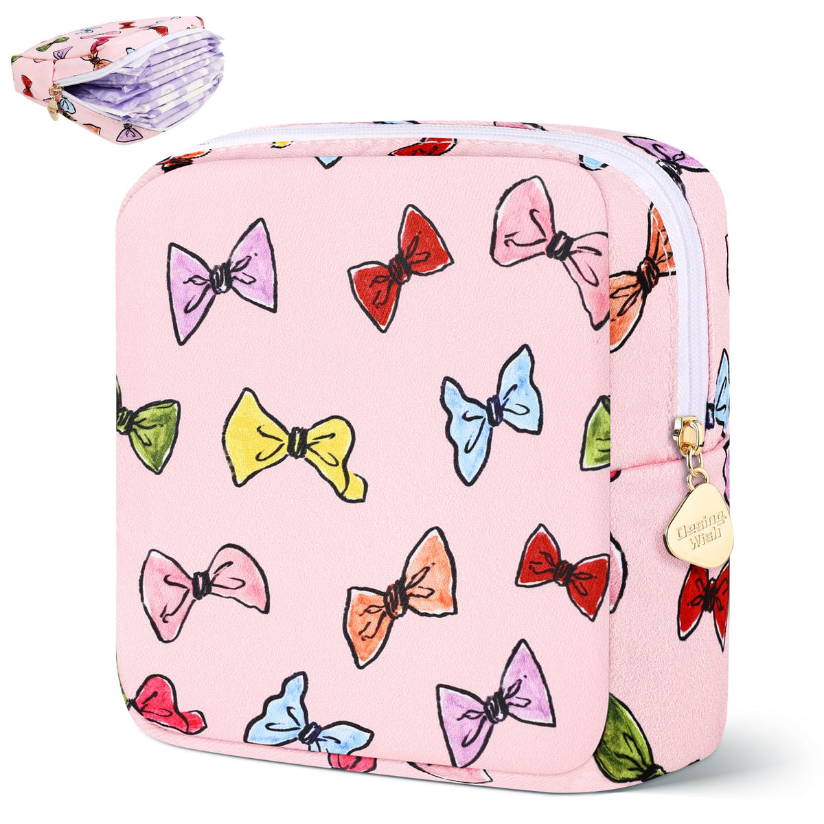 Period Bag Pouch Soft Cloth Sanitary Napkin Storage Bag Portable Menstrual Pad Pouches Tampon Holder for Purse First Period Kit for Girls 9-12 (Blue-White Check)