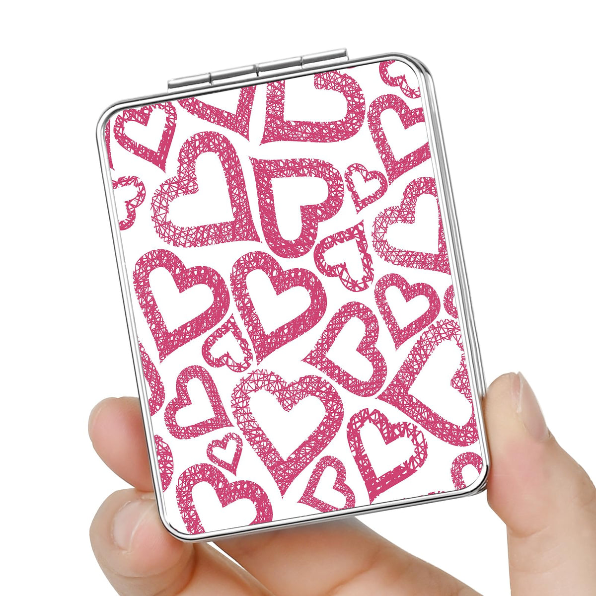 Pocket Mirror, Small Travel Mirror with Magnification, Portable Double-Sided Magnifying Cosmetic Mirror for Daily (Pink Marble)