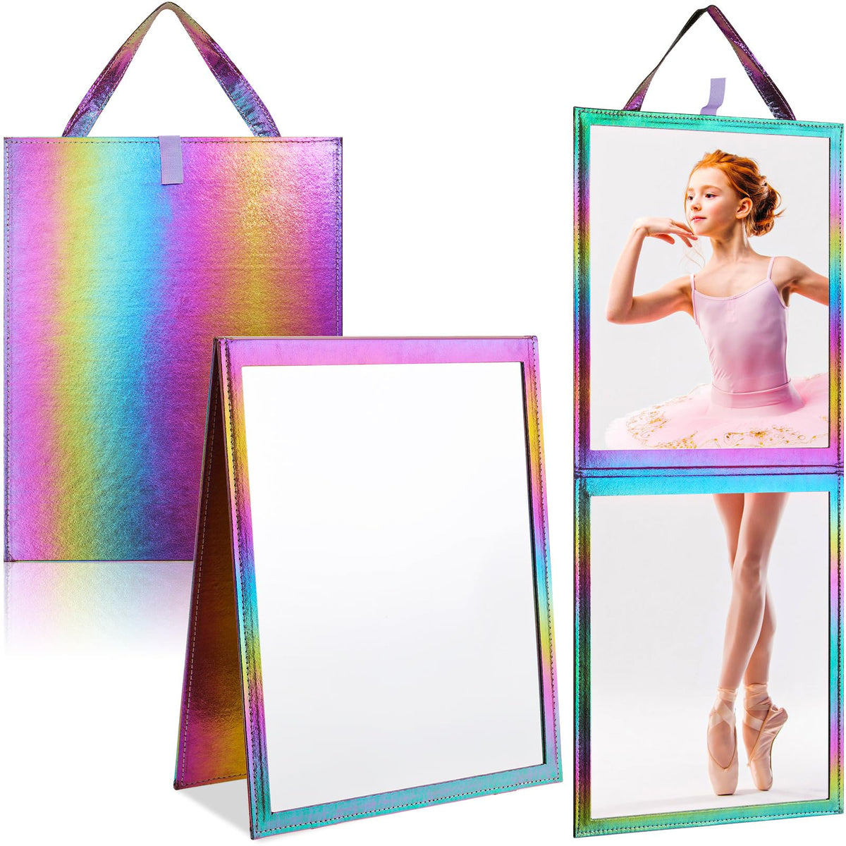 Chunful Folding Hanging Mirror 33.5x13.4 for Dance, Fashion, Purple