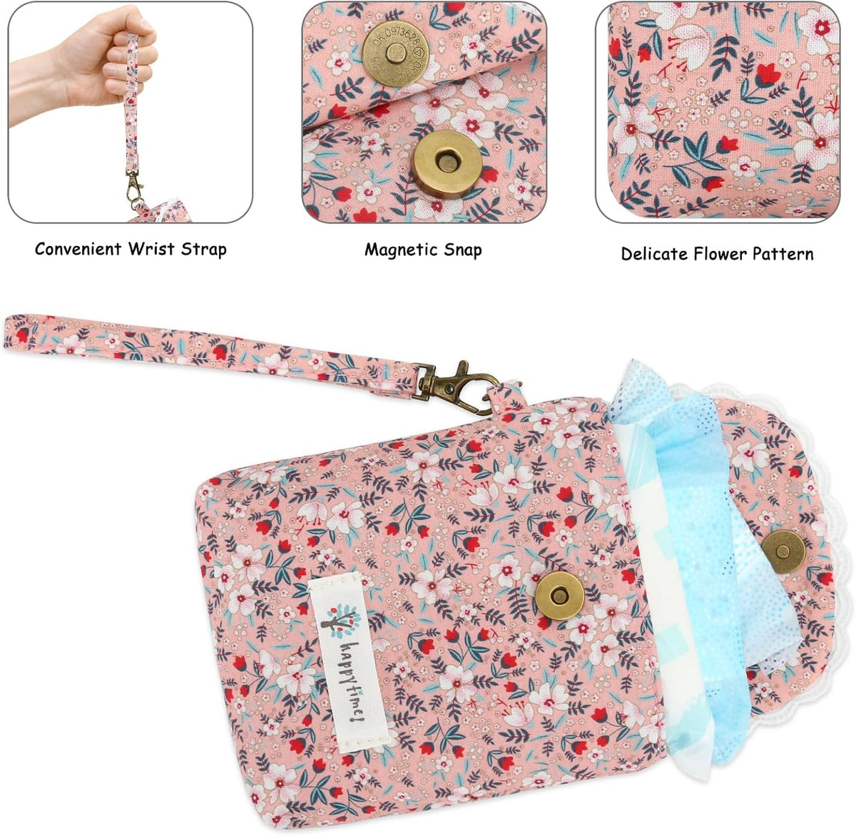 Vintage Floral Period Bag, Sanitary Pad & Tampon Organizer Pink