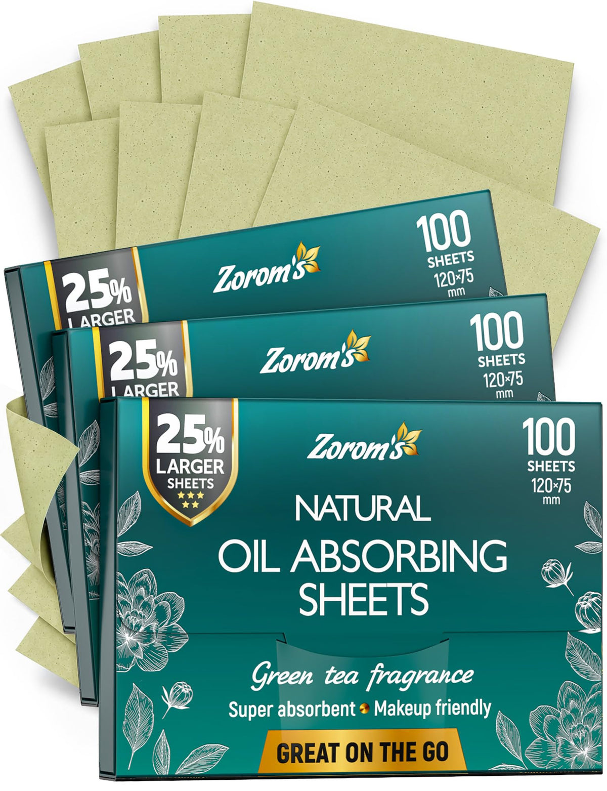 XL Oil Blotting Sheets for Face – 3pk/300 Makeup Friendly – High Absorbency