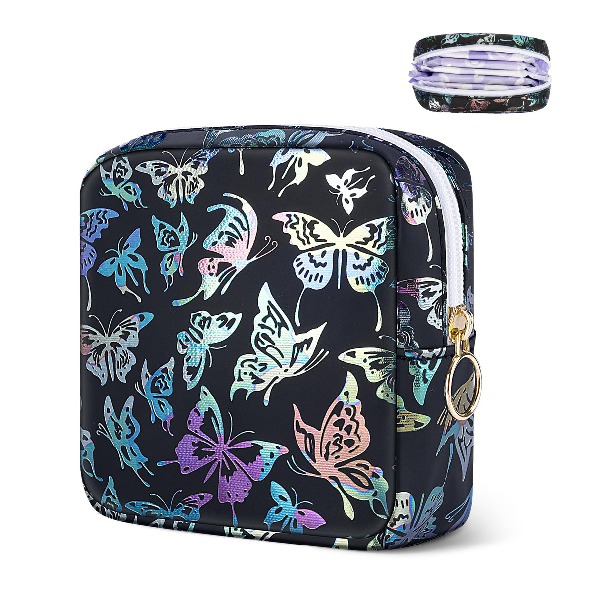 Likesing Period Bag Pouch, Leather Tampon Holder for Purse-Butterfly Pink