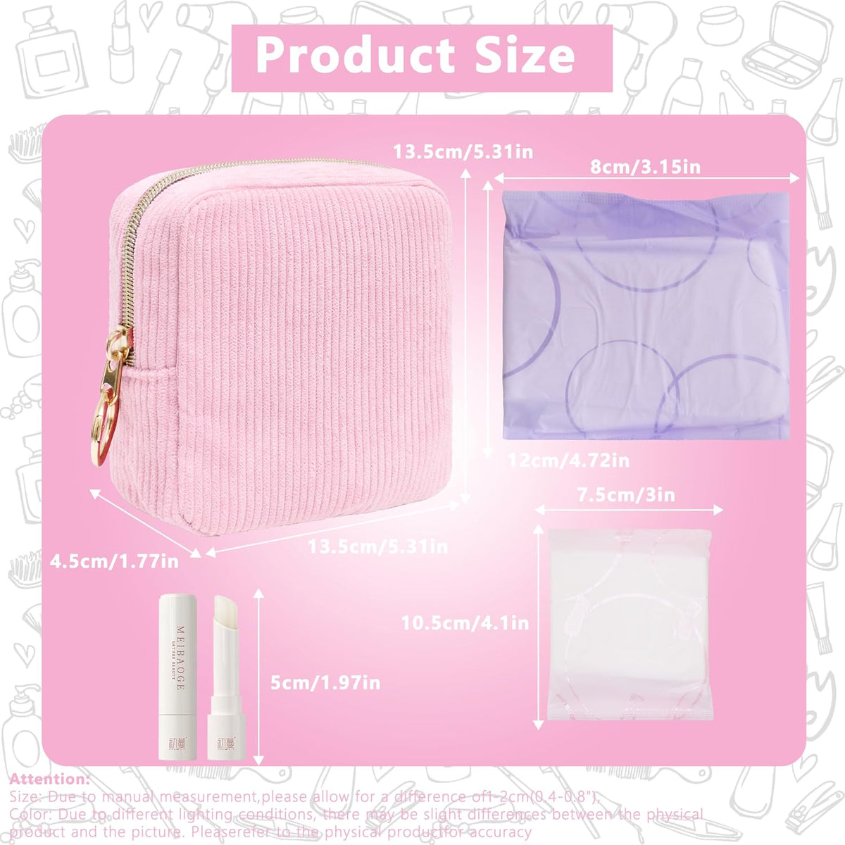 Period Bag for Girls,Corduroy Sanitary Napkin Storage Bag