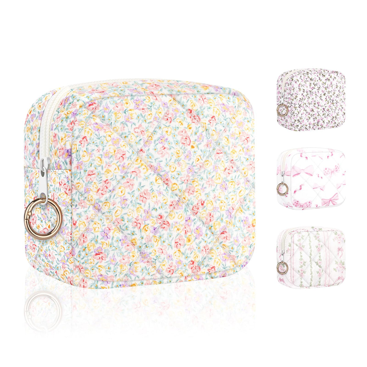 Period Bag for Teen Girls, Quilted Sanitary Napkin Storage Bag, Cute Bow Tie Menstrual Pad Pouch Tampon Holder (Plaid Pink)