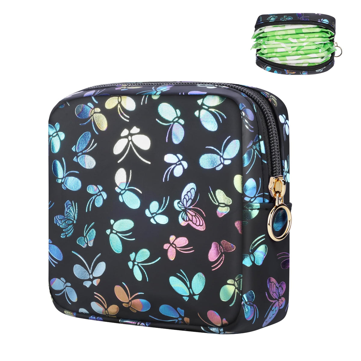 Likesing Period Bag Pouch, Leather Tampon Holder for Purse-Butterfly Pink