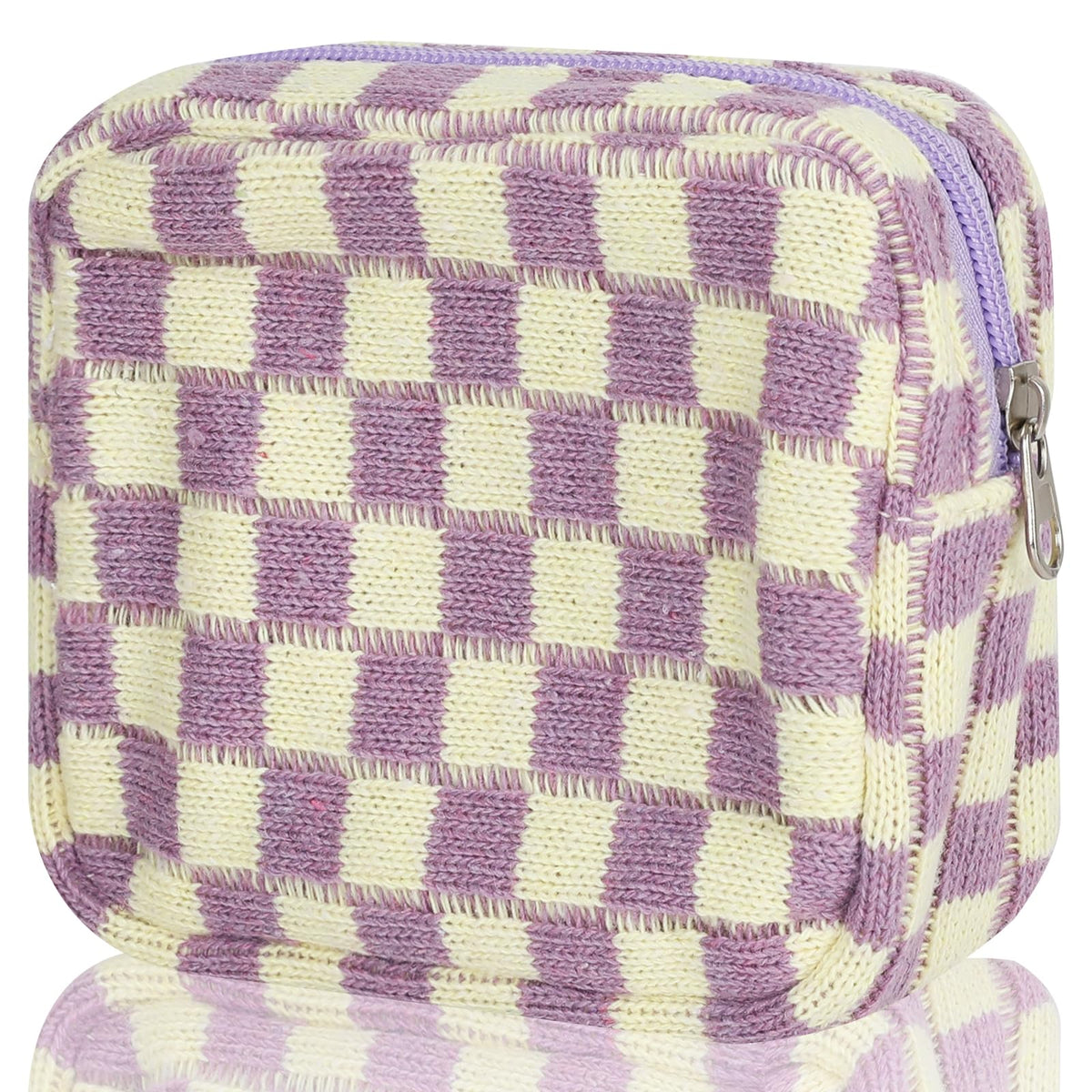 Sanitary Napkin Storage Bag, Menstrual Pad Zipper Bag Checkered Portable Period Bag Panty Liners, Tampon Storage Pouch for Women Ladies Daily Use Storage Purse Travel