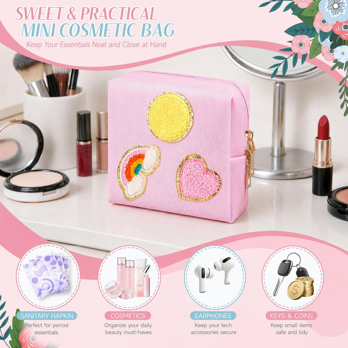 airogym Period Bag for Teen Girls, Corduroy Sanitary Napkin Storage Bag, Menstrual Pad Pouches Tampon Holder for Purse