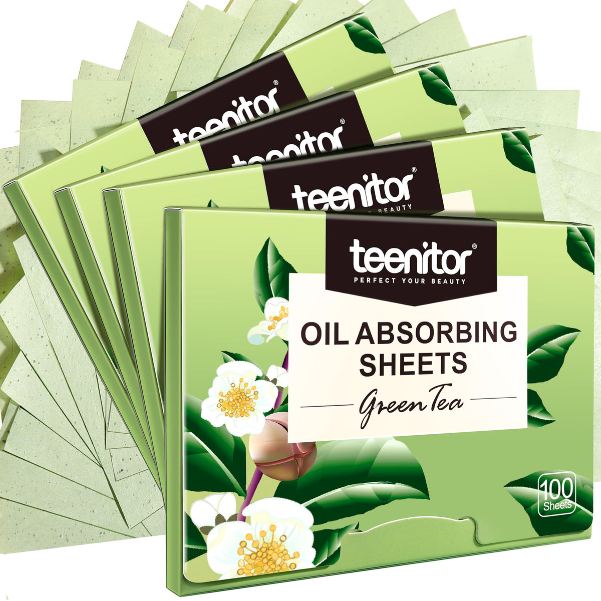 Teenitor Green Tea Blotting Paper - 800 Oil Absorbing Sheets for Oily Skin, Face Oil Control Film
