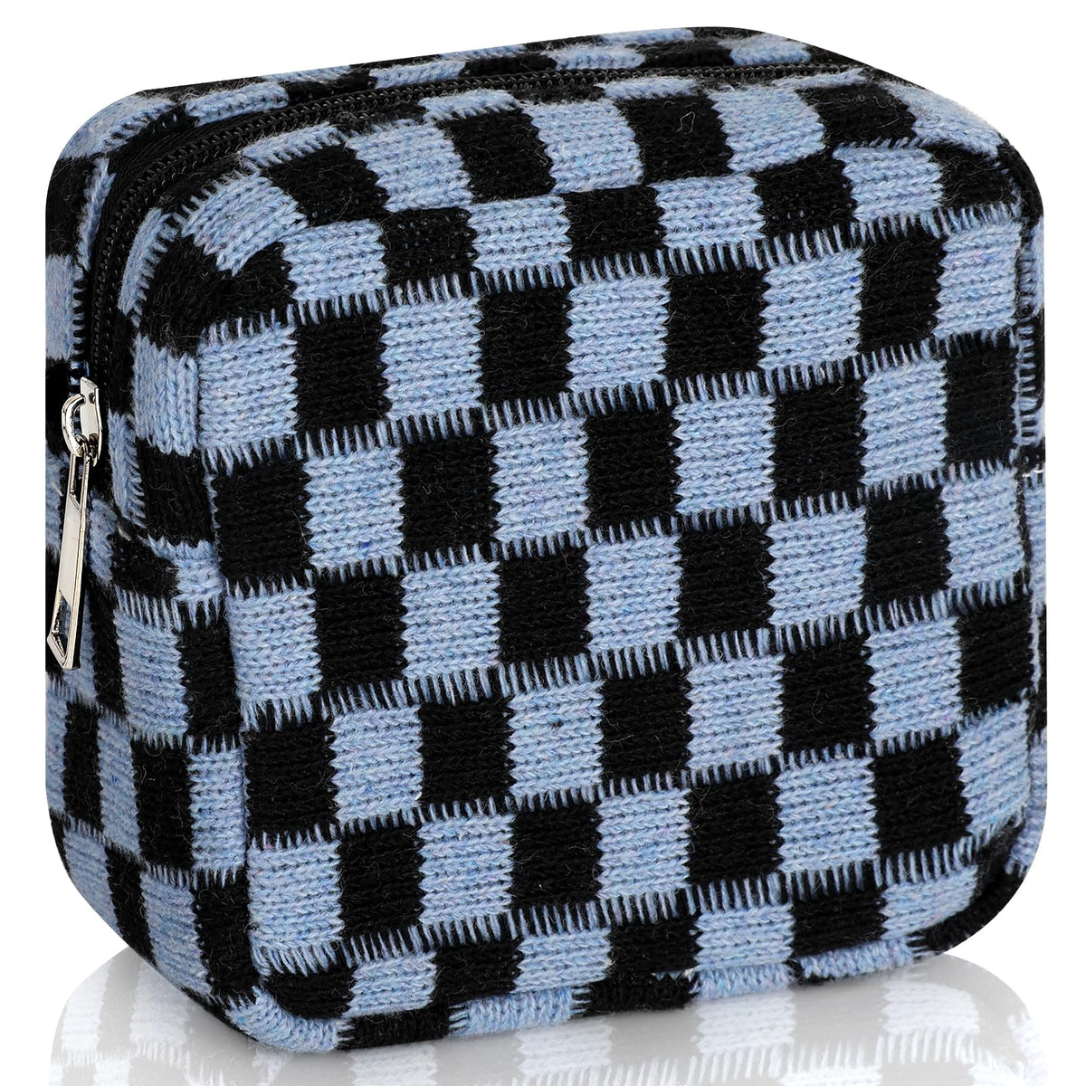 Sanitary Napkin Storage Bag, Menstrual Pad Zipper Bag Checkered Portable Period Bag Panty Liners, Tampon Storage Pouch for Women Ladies Daily Use Storage Purse Travel
