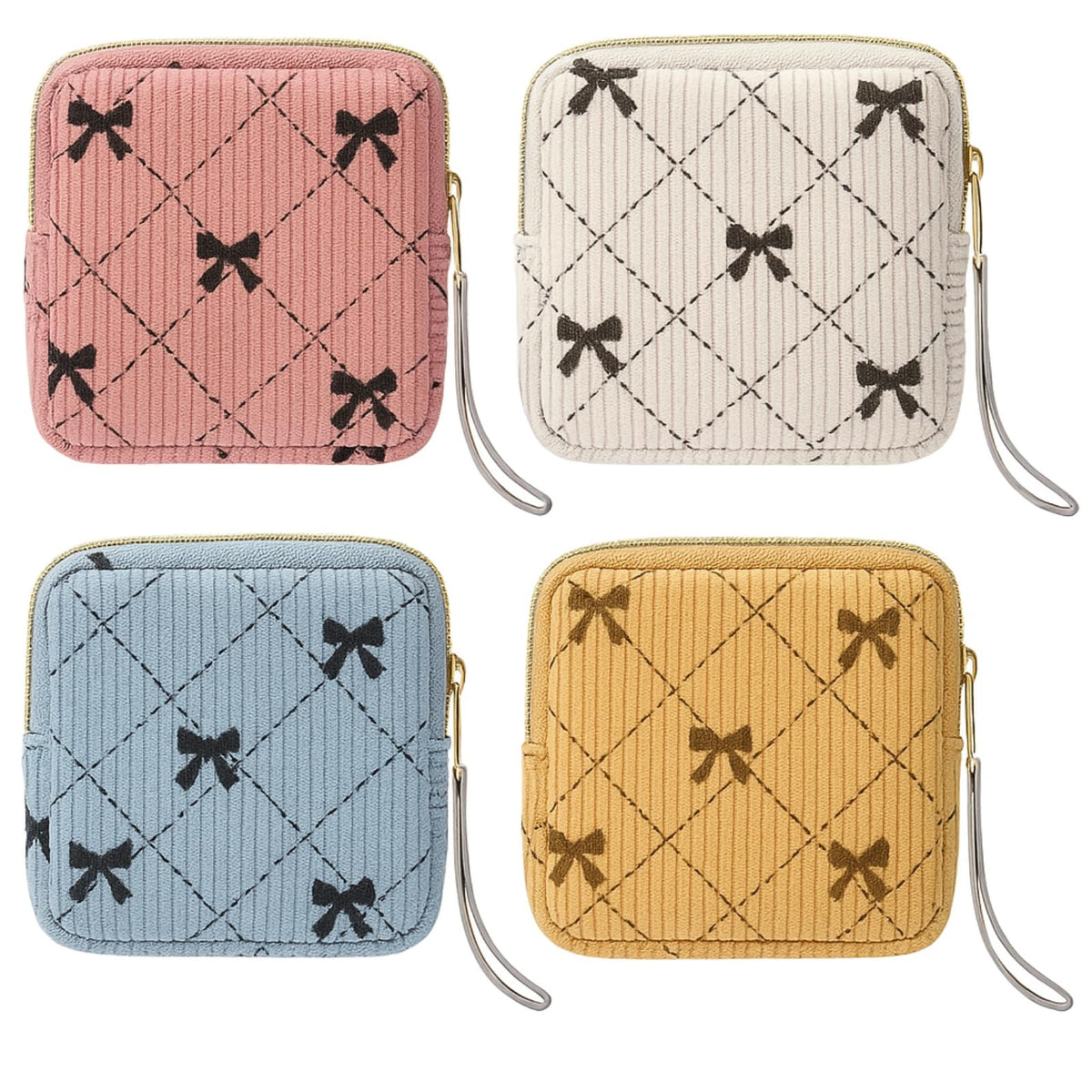 Paterr 12 Pcs Sanitary Napkin Storage Bag Set Portable Period Pouch with Lanyard for Menstrual Pad Bags Back to School First Period Gift for Teen Girls(Chic Style)