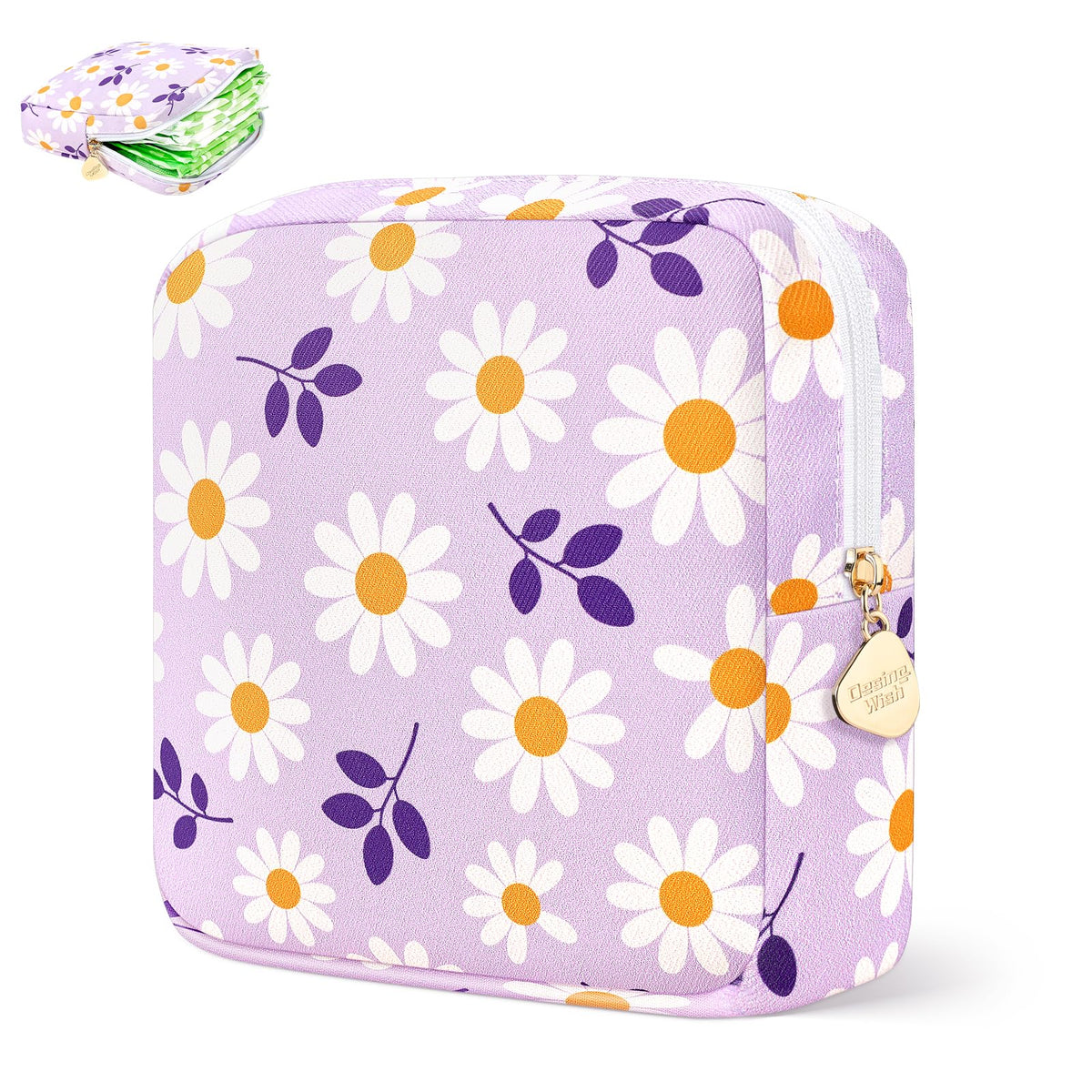 Period Bag Pouch Soft Cloth Sanitary Napkin Storage Bag Portable Menstrual Pad Pouches Tampon Holder for Purse First Period Kit for Girls 9-12 (Blue-White Check)