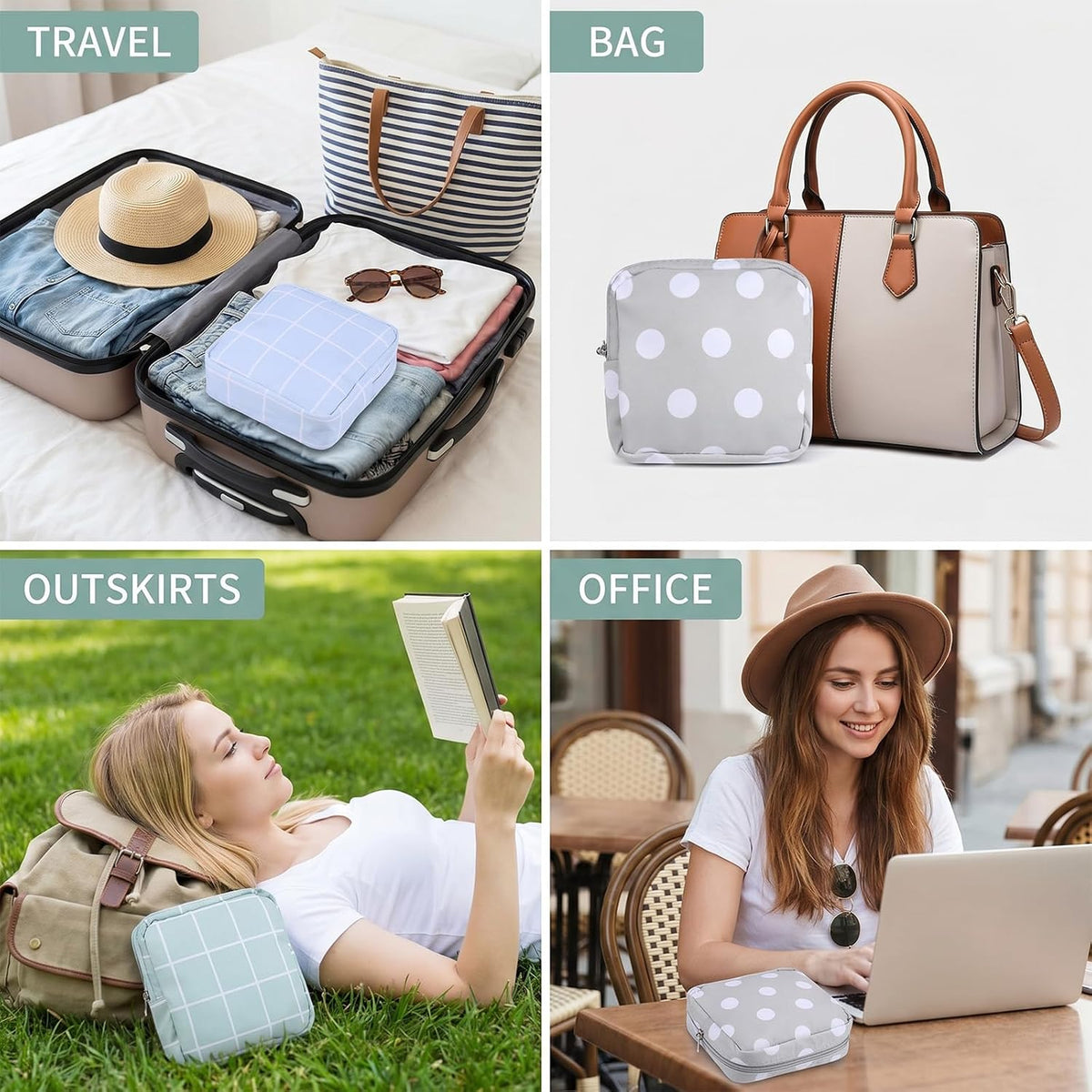 3 PCS Period Bag, 3 Styles Portable Sanitary Pad Pouch
