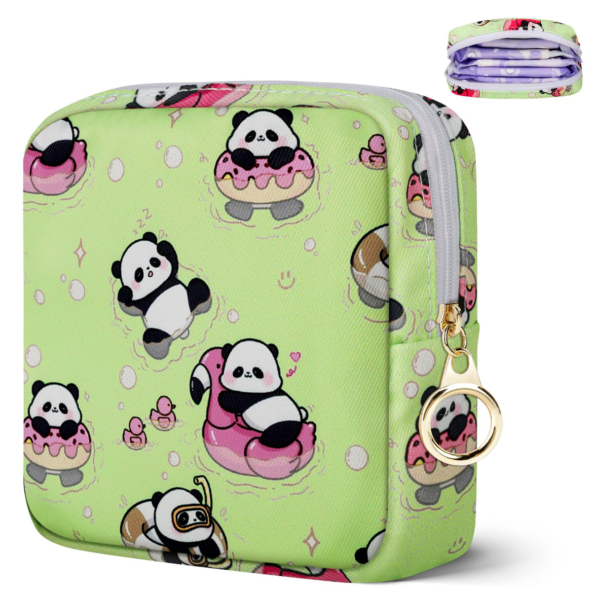 Likesing Tampon Holder for Purse, Canvas Period Bag Pouch-Gray Cat