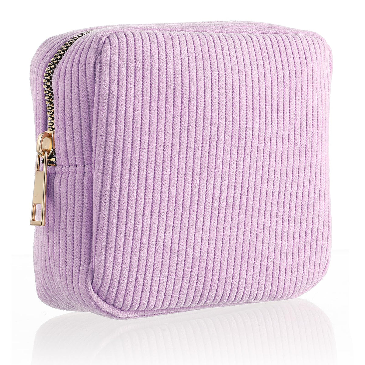 Xinjoduz 1 PCS Menstrual Bags for Teen Girls, Mini Corduroy Travel Period Bag for Sanitary Napkin Storage Portable Makeup Pouch with Zipper Feminine Pad Bags Tampon Holder for Women Purse(White)