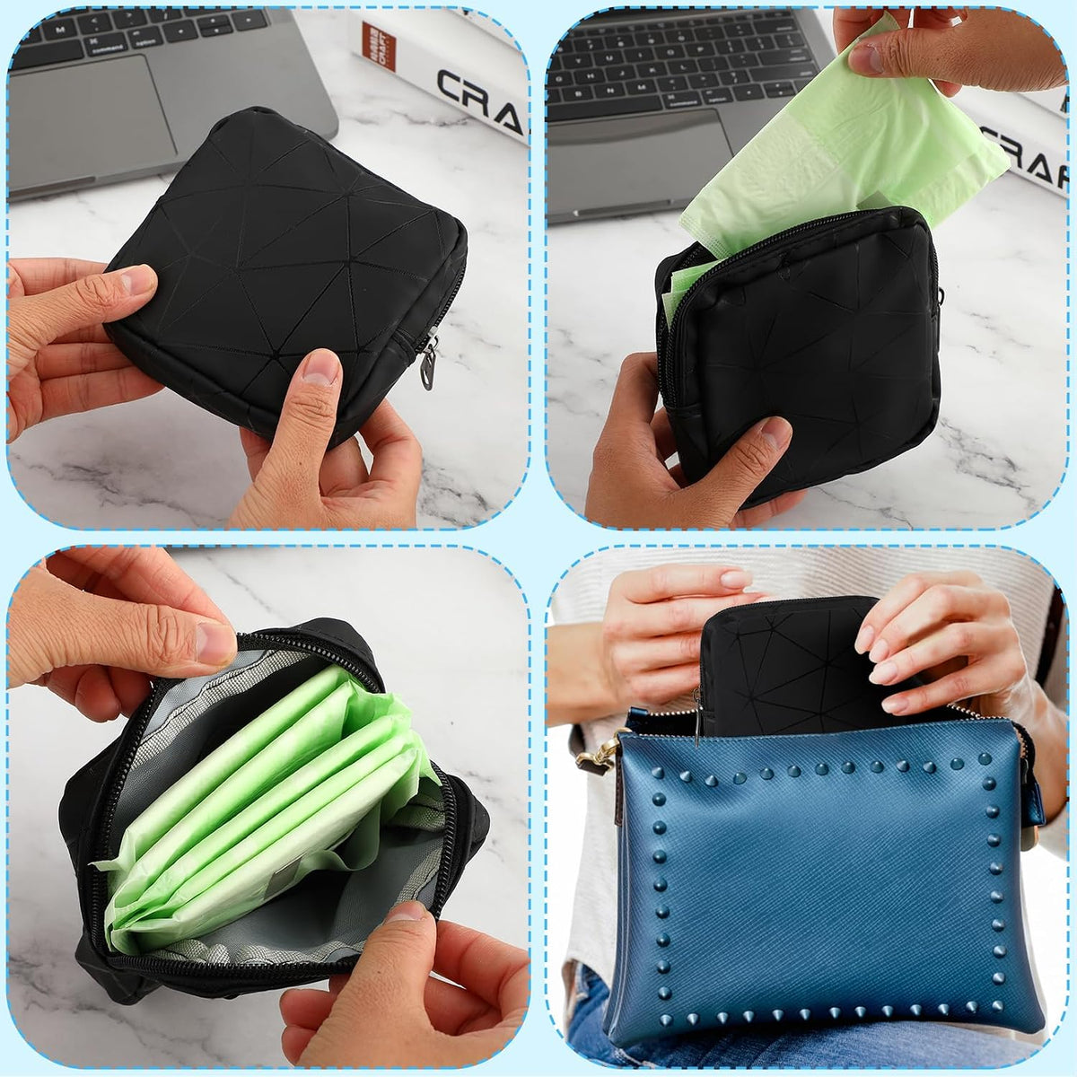 Ouligay Period Bag Tampon Bag Sanitary Napkin Storage Bags Pad Tampon Pouch for Teen Girls School First Period Kit Portable Menstrual Feminine Tampons Pad Holder for Women