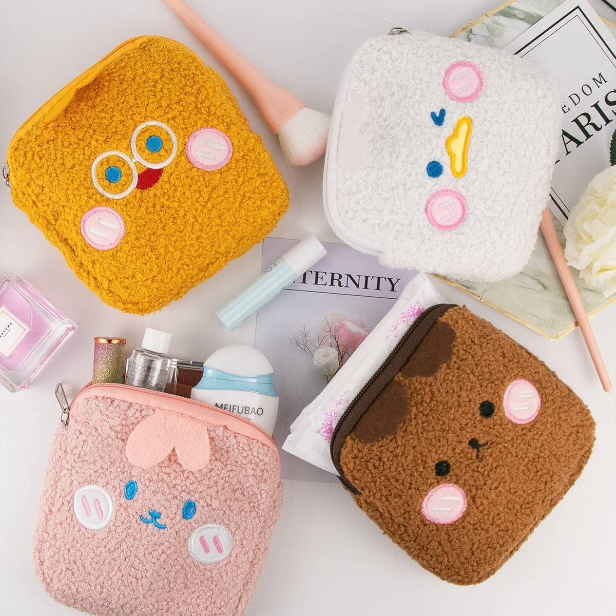 4PCS Sanitary Napkin Tampons Storage Menstrual Cup Period Bag