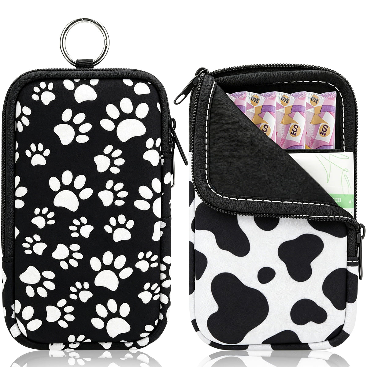 KJQJLY 2 Pack Portable Tampon Organizer Bag Tampon Holder & Storage Case with Zipper for Travel, Discreet Period Bag for Purse, Waterproof Feminine Products Pouch for Women (Checkered)