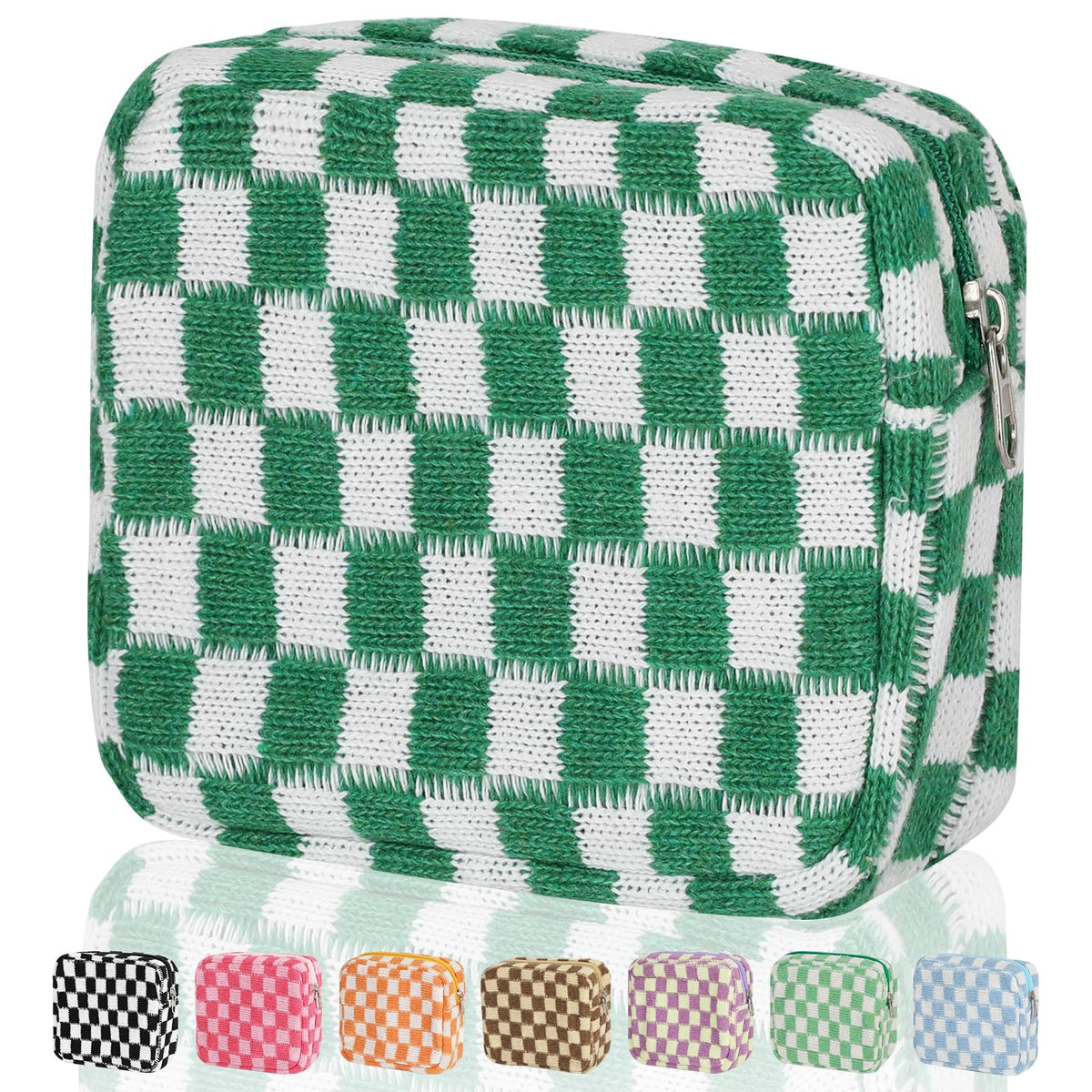 Sanitary Napkin Storage Bag, Menstrual Pad Zipper Bag Checkered Portable Period Bag Panty Liners, Tampon Storage Pouch for Women Ladies Daily Use Storage Purse Travel