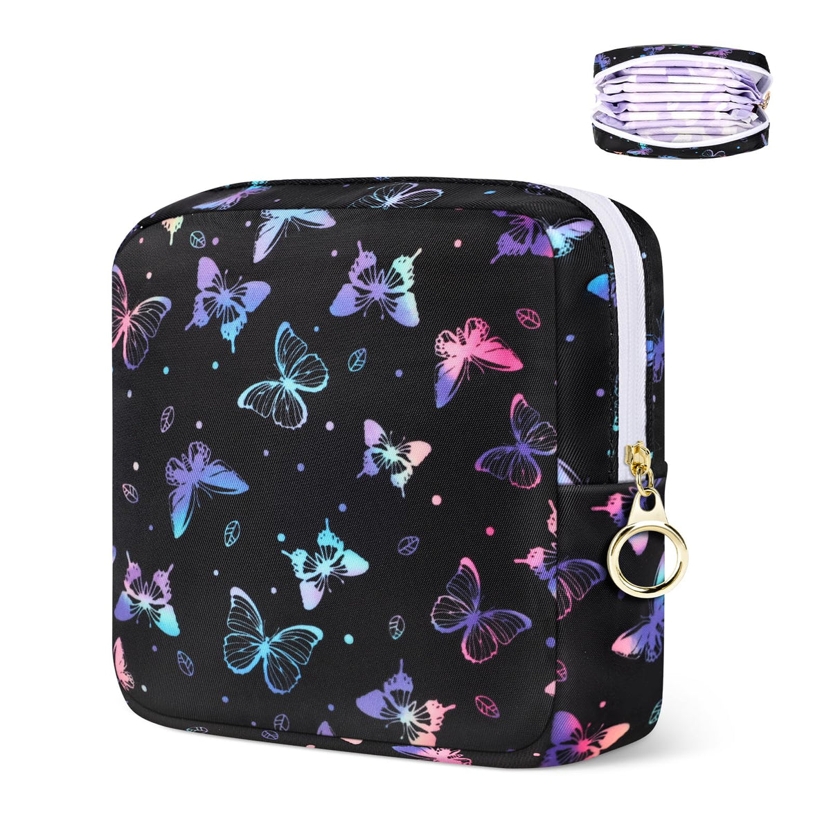Likesing Period Bag Pouch, Leather Tampon Holder for Purse-Butterfly Pink