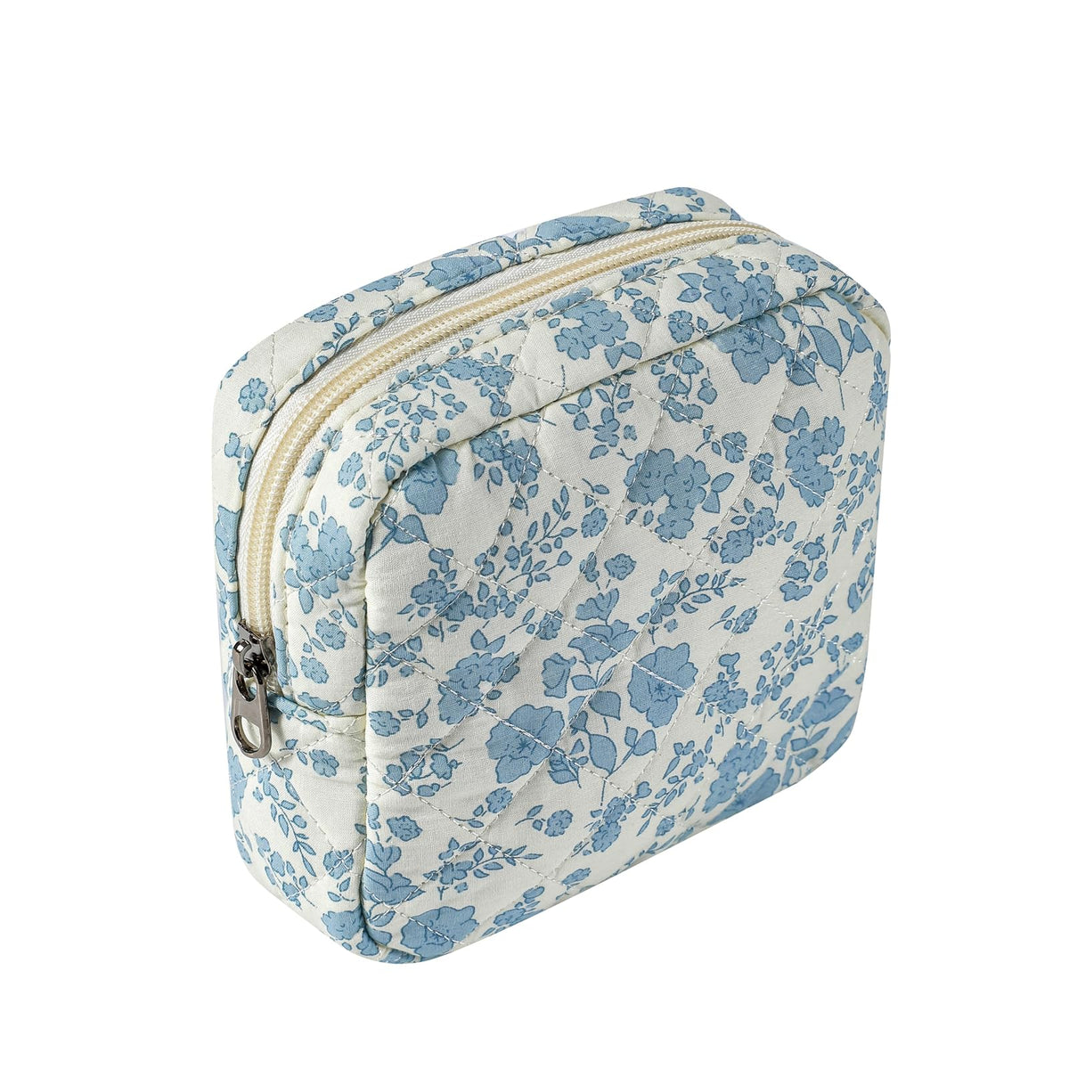 uekeboag Small Quilted Cotton Makeup Bag for Purse（01White Bear）
